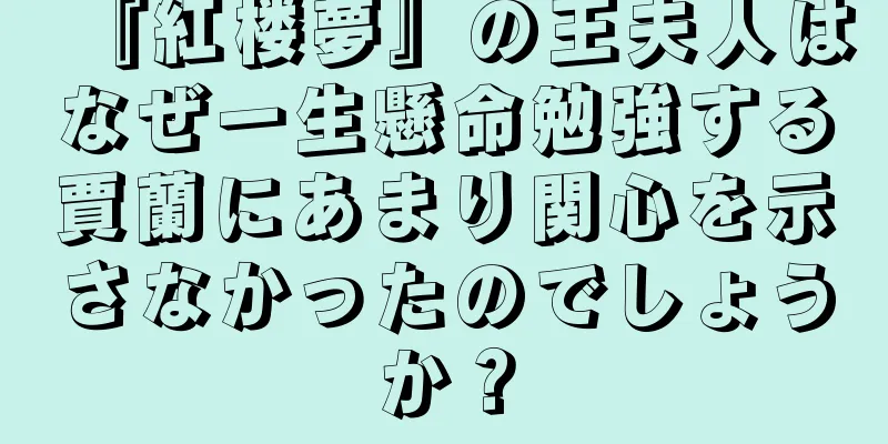 『紅楼夢』の王夫人はなぜ一生懸命勉強する賈蘭にあまり関心を示さなかったのでしょうか？