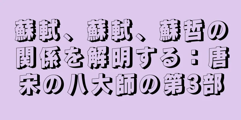 蘇軾、蘇軾、蘇哲の関係を解明する：唐宋の八大師の第3部