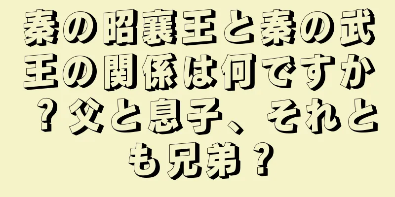秦の昭襄王と秦の武王の関係は何ですか？父と息子、それとも兄弟？