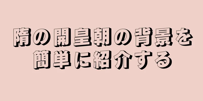 隋の開皇朝の背景を簡単に紹介する