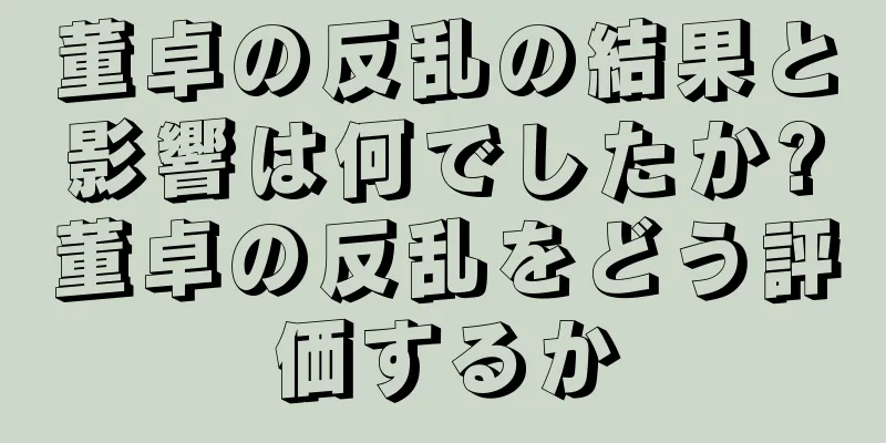 董卓の反乱の結果と影響は何でしたか?董卓の反乱をどう評価するか