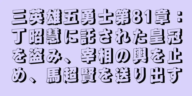 三英雄五勇士第81章：丁昭慧に託された皇冠を盗み、宰相の輿を止め、馬超賢を送り出す