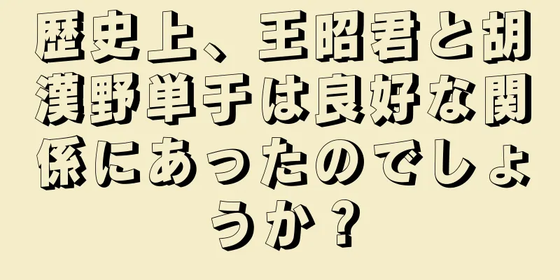 歴史上、王昭君と胡漢野単于は良好な関係にあったのでしょうか？
