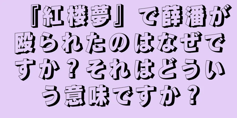 『紅楼夢』で薛潘が殴られたのはなぜですか？それはどういう意味ですか？