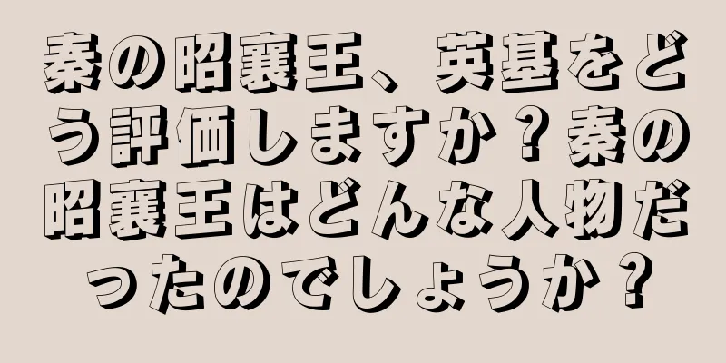 秦の昭襄王、英基をどう評価しますか？秦の昭襄王はどんな人物だったのでしょうか？