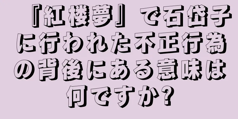 『紅楼夢』で石岱子に行われた不正行為の背後にある意味は何ですか?