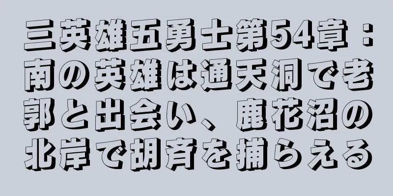三英雄五勇士第54章：南の英雄は通天洞で老郭と出会い、鹿花沼の北岸で胡斉を捕らえる