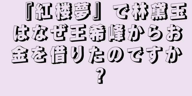 『紅楼夢』で林黛玉はなぜ王希峰からお金を借りたのですか？