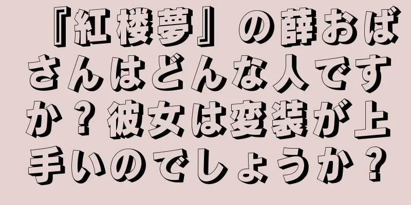 『紅楼夢』の薛おばさんはどんな人ですか？彼女は変装が上手いのでしょうか？