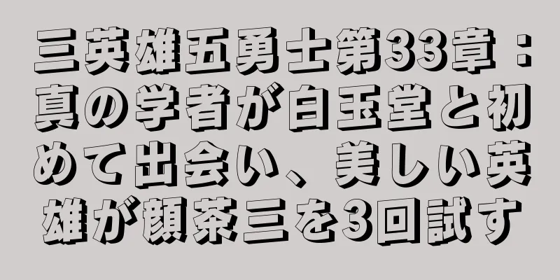三英雄五勇士第33章：真の学者が白玉堂と初めて出会い、美しい英雄が顔茶三を3回試す