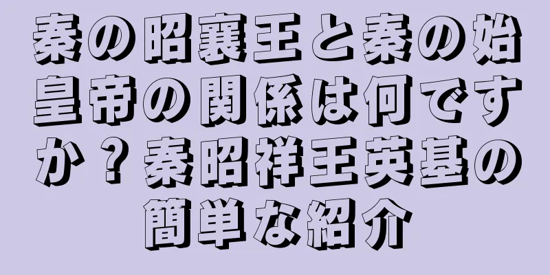 秦の昭襄王と秦の始皇帝の関係は何ですか？秦昭祥王英基の簡単な紹介