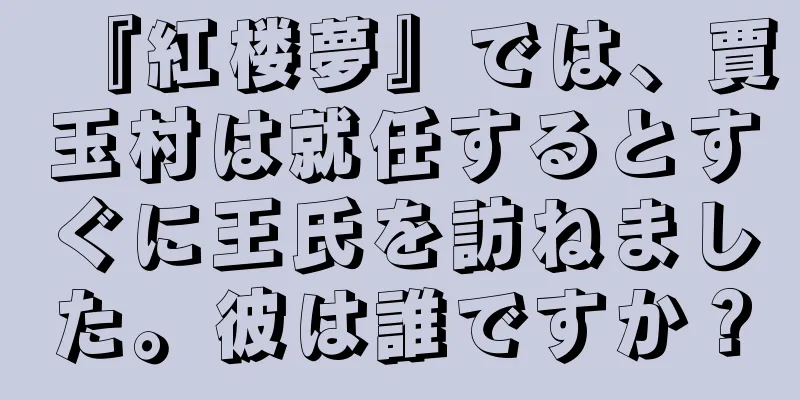 『紅楼夢』では、賈玉村は就任するとすぐに王氏を訪ねました。彼は誰ですか？