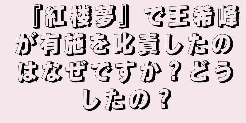 『紅楼夢』で王希峰が有施を叱責したのはなぜですか？どうしたの？