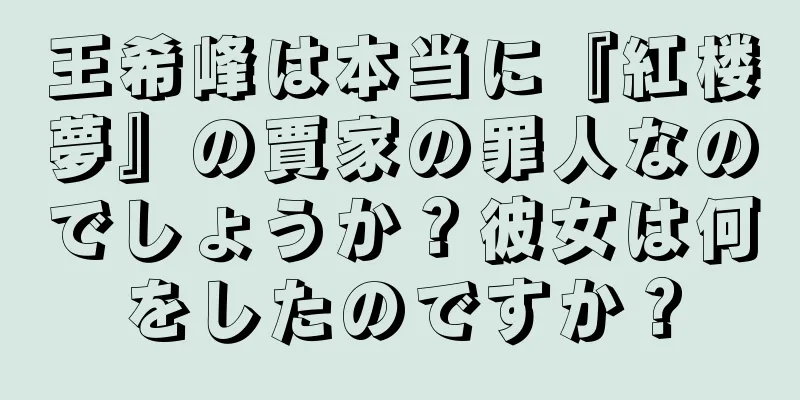 王希峰は本当に『紅楼夢』の賈家の罪人なのでしょうか？彼女は何をしたのですか？