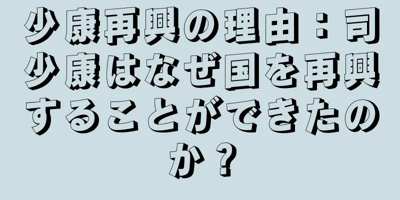 少康再興の理由：司少康はなぜ国を再興することができたのか？