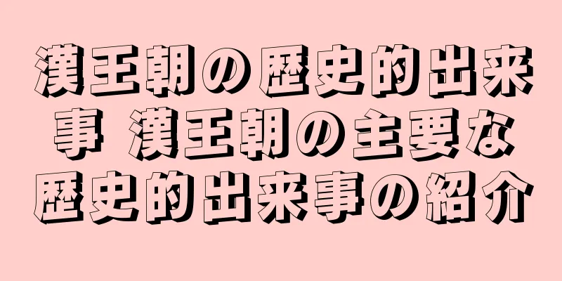 漢王朝の歴史的出来事 漢王朝の主要な歴史的出来事の紹介