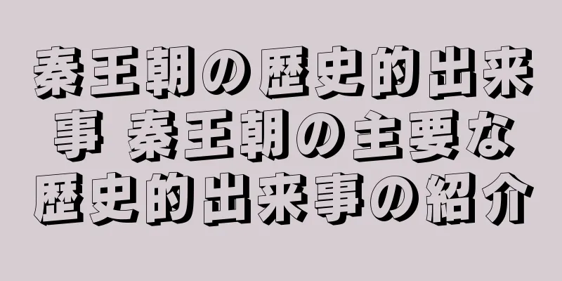 秦王朝の歴史的出来事 秦王朝の主要な歴史的出来事の紹介