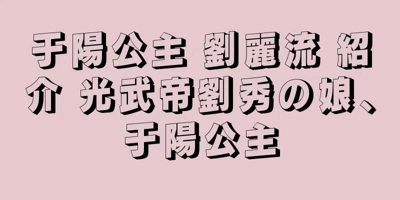 于陽公主 劉麗流 紹介 光武帝劉秀の娘、于陽公主