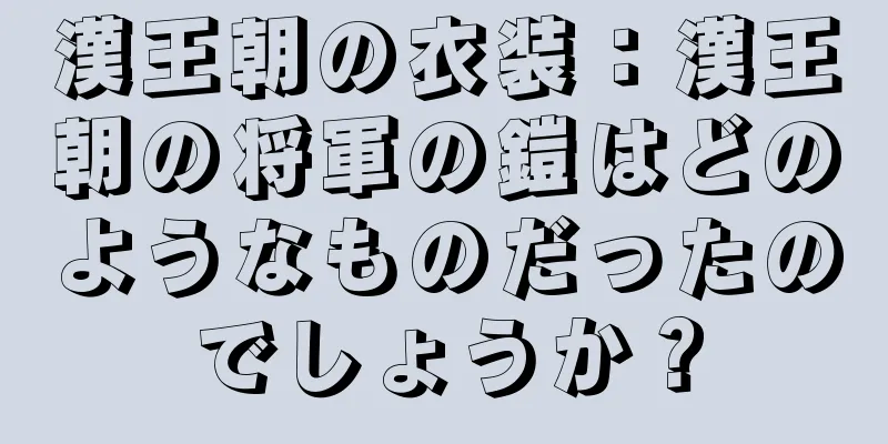 漢王朝の衣装：漢王朝の将軍の鎧はどのようなものだったのでしょうか？