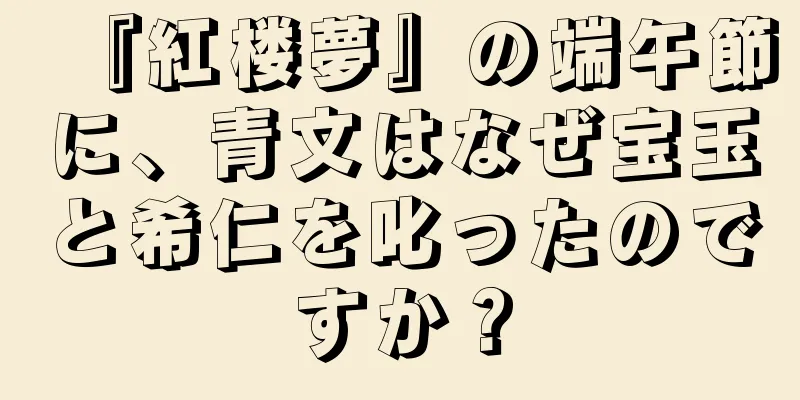 『紅楼夢』の端午節に、青文はなぜ宝玉と希仁を叱ったのですか？
