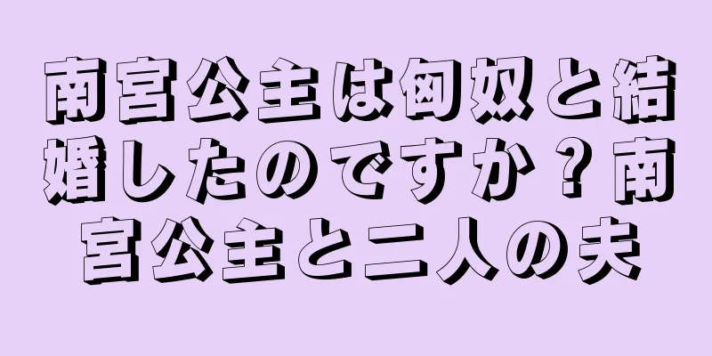 南宮公主は匈奴と結婚したのですか？南宮公主と二人の夫