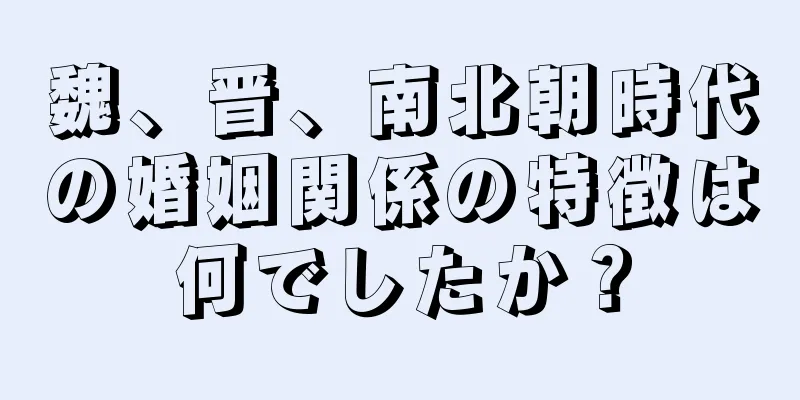 魏、晋、南北朝時代の婚姻関係の特徴は何でしたか？