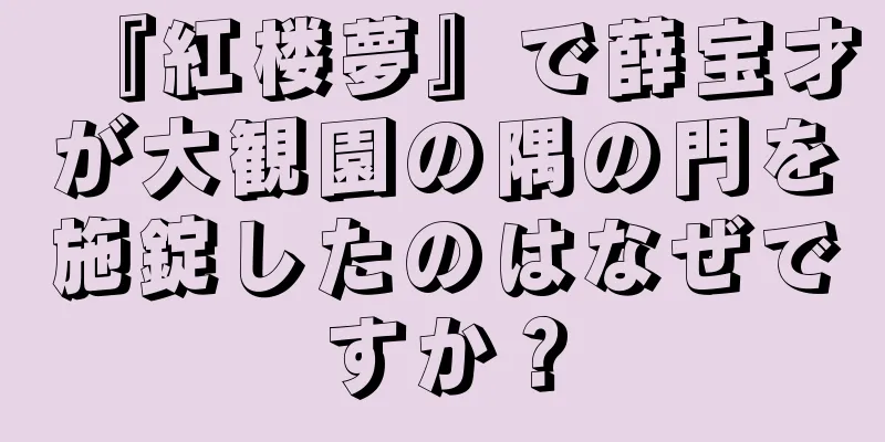 『紅楼夢』で薛宝才が大観園の隅の門を施錠したのはなぜですか？