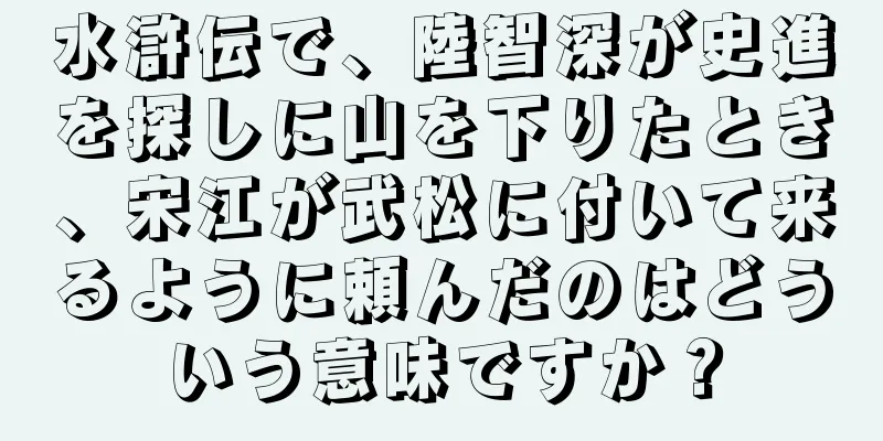 水滸伝で、陸智深が史進を探しに山を下りたとき、宋江が武松に付いて来るように頼んだのはどういう意味ですか？