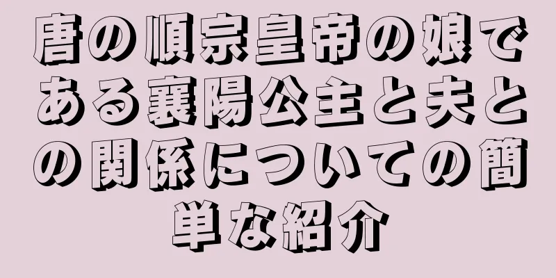 唐の順宗皇帝の娘である襄陽公主と夫との関係についての簡単な紹介