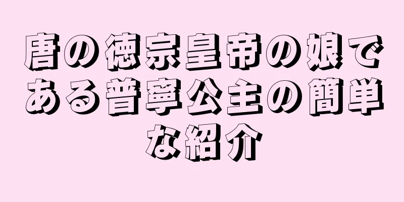 唐の徳宗皇帝の娘である普寧公主の簡単な紹介