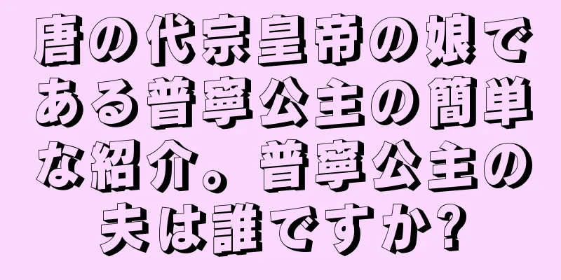 唐の代宗皇帝の娘である普寧公主の簡単な紹介。普寧公主の夫は誰ですか?