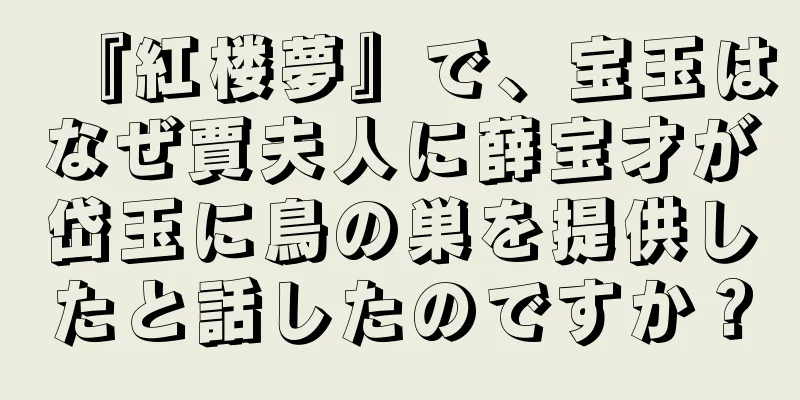 『紅楼夢』で、宝玉はなぜ賈夫人に薛宝才が岱玉に鳥の巣を提供したと話したのですか？