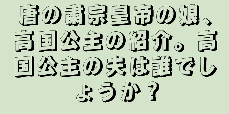 唐の粛宗皇帝の娘、高国公主の紹介。高国公主の夫は誰でしょうか？