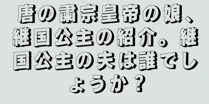 唐の粛宗皇帝の娘、継国公主の紹介。継国公主の夫は誰でしょうか？
