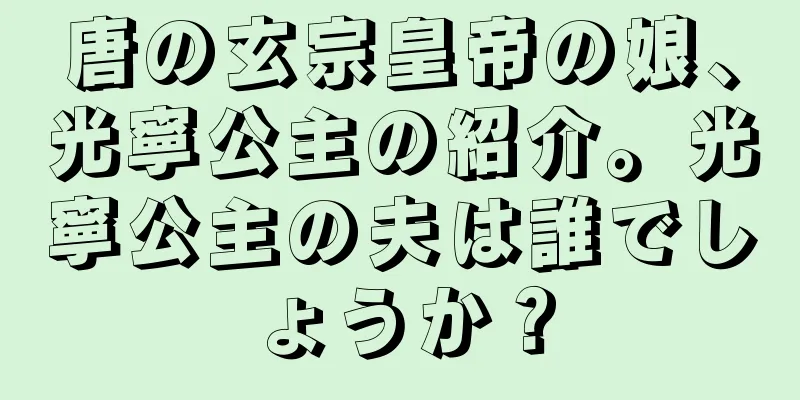 唐の玄宗皇帝の娘、光寧公主の紹介。光寧公主の夫は誰でしょうか？