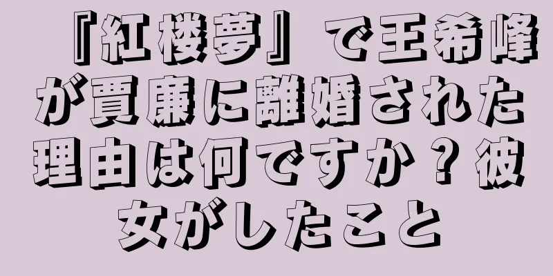 『紅楼夢』で王希峰が賈廉に離婚された理由は何ですか？彼女がしたこと