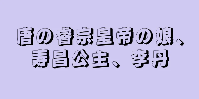 唐の睿宗皇帝の娘、寿昌公主、李丹
