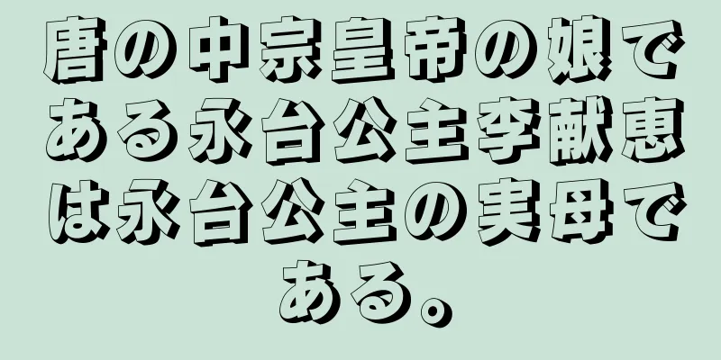 唐の中宗皇帝の娘である永台公主李献恵は永台公主の実母である。