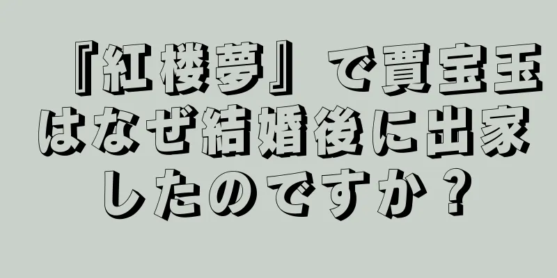 『紅楼夢』で賈宝玉はなぜ結婚後に出家したのですか？