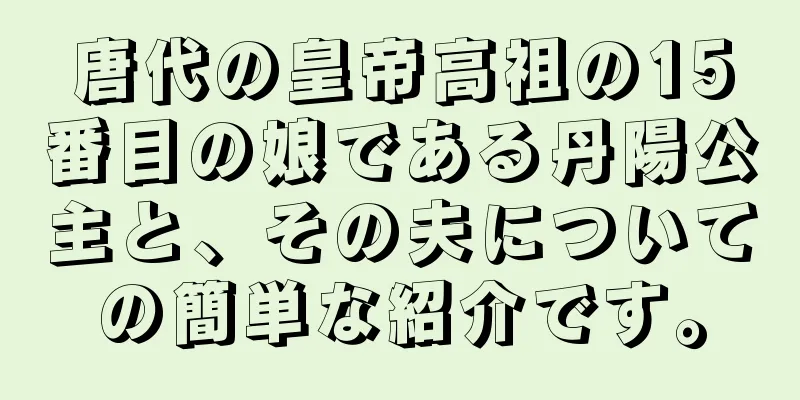 唐代の皇帝高祖の15番目の娘である丹陽公主と、その夫についての簡単な紹介です。