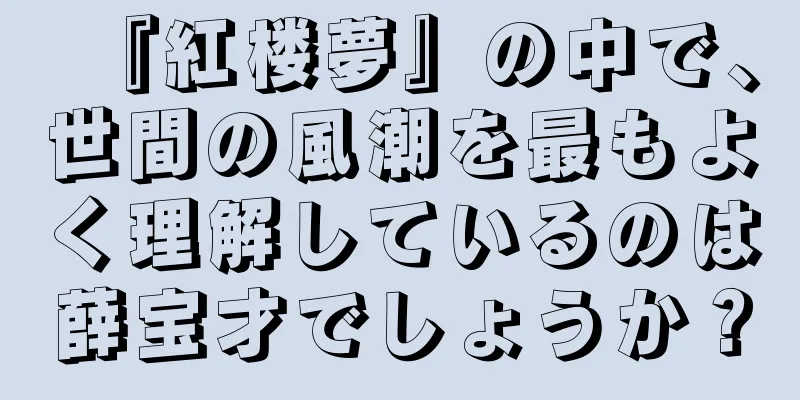 『紅楼夢』の中で、世間の風潮を最もよく理解しているのは薛宝才でしょうか？