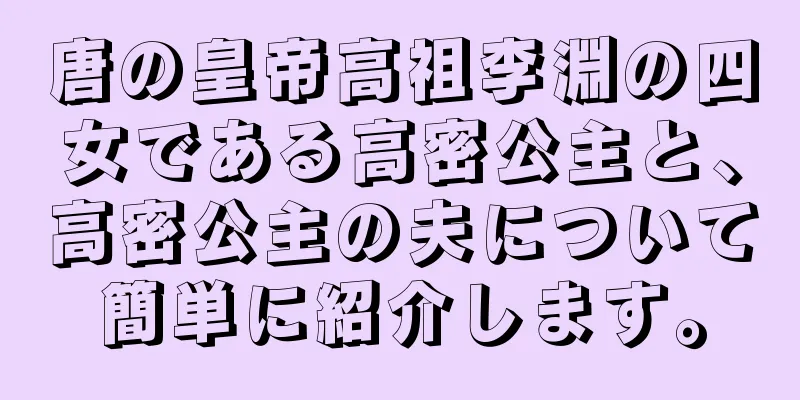 唐の皇帝高祖李淵の四女である高密公主と、高密公主の夫について簡単に紹介します。