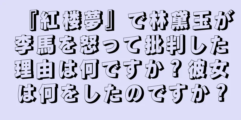 『紅楼夢』で林黛玉が李馬を怒って批判した理由は何ですか？彼女は何をしたのですか？