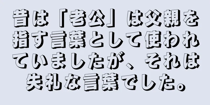 昔は「老公」は父親を指す言葉として使われていましたが、それは失礼な言葉でした。