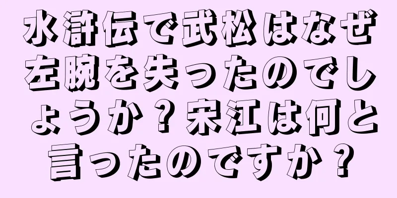 水滸伝で武松はなぜ左腕を失ったのでしょうか？宋江は何と言ったのですか？