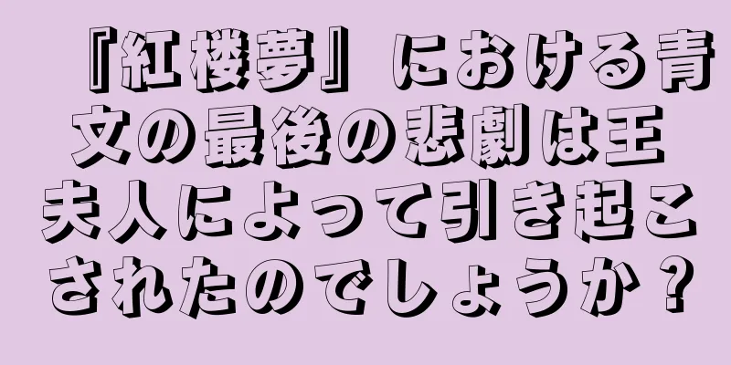 『紅楼夢』における青文の最後の悲劇は王夫人によって引き起こされたのでしょうか？