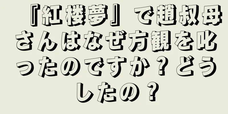 『紅楼夢』で趙叔母さんはなぜ方観を叱ったのですか？どうしたの？