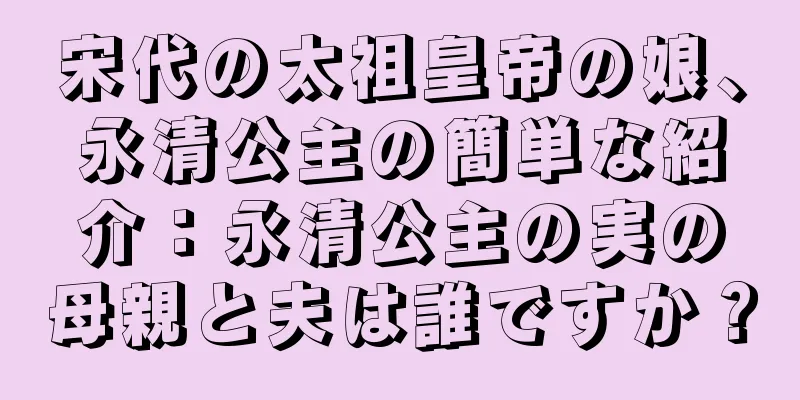 宋代の太祖皇帝の娘、永清公主の簡単な紹介：永清公主の実の母親と夫は誰ですか？