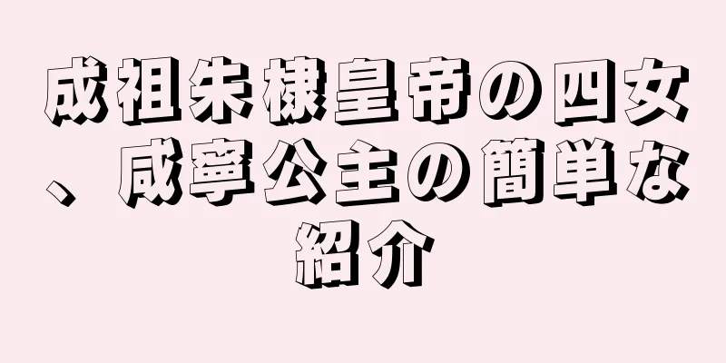 成祖朱棣皇帝の四女、咸寧公主の簡単な紹介