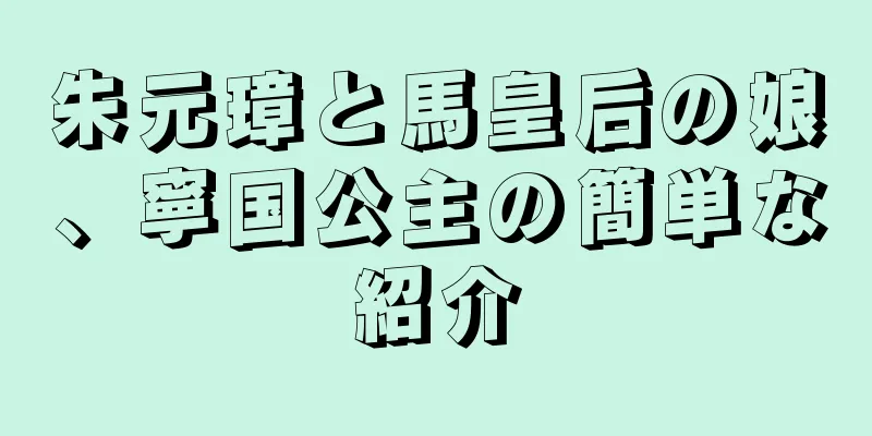 朱元璋と馬皇后の娘、寧国公主の簡単な紹介
